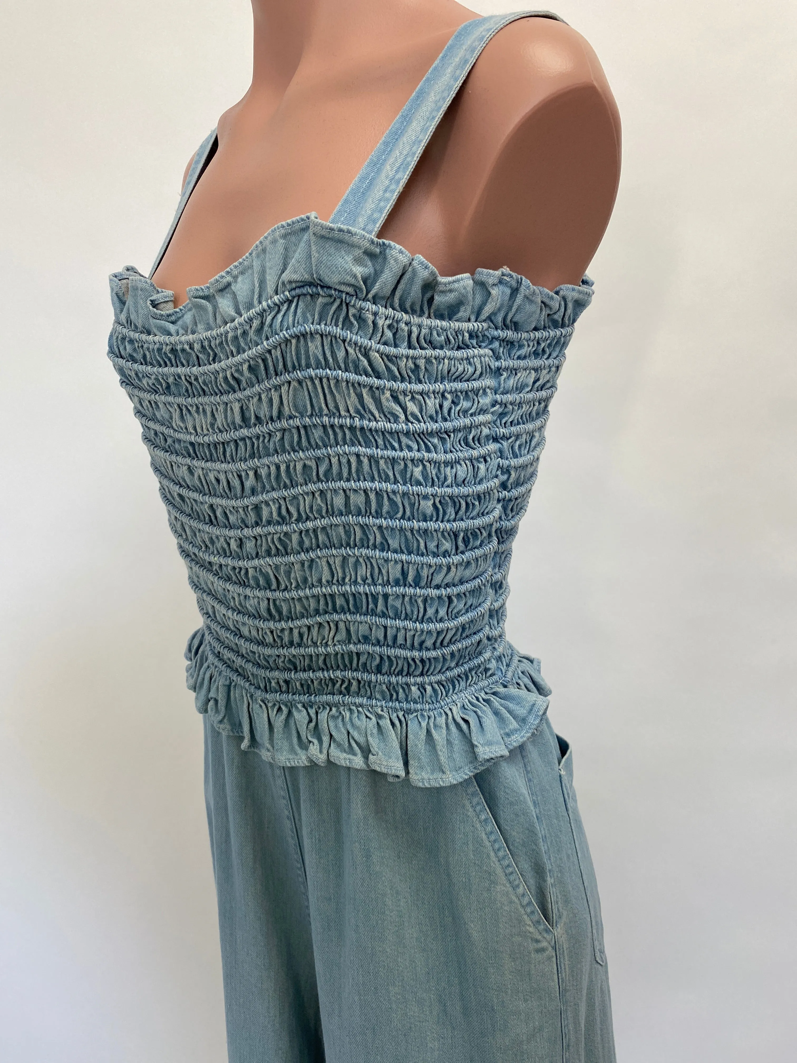 SEA Smocked Denim Jumpsuit