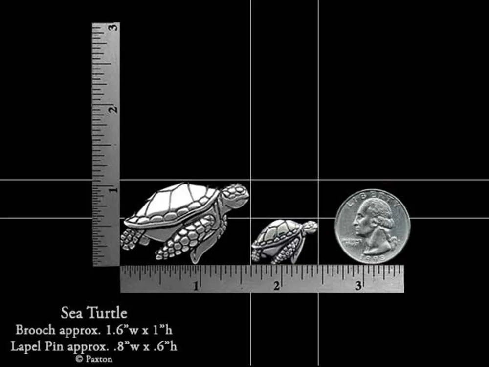 Sea Turtle Lapel Pin or Sea Turtle Brooch Sterling Silver