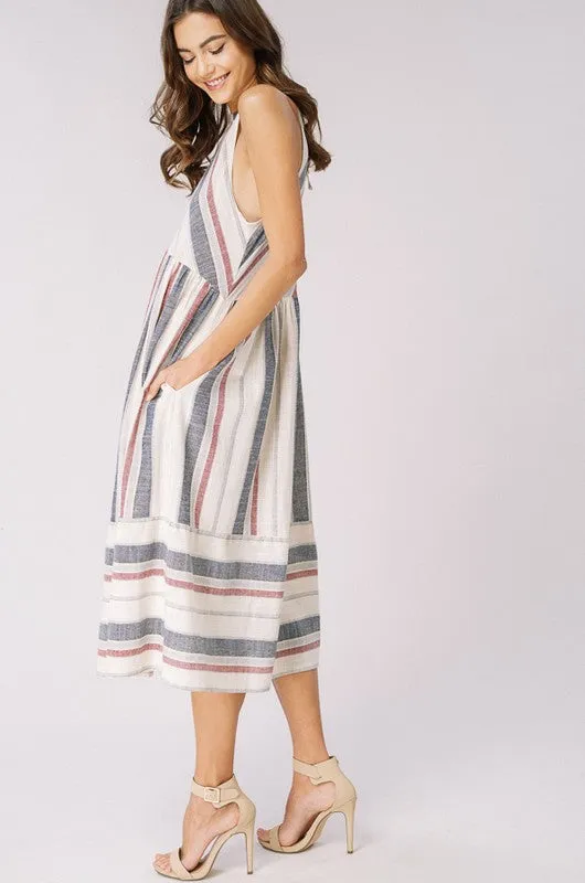 SIENA STRIPED MIDI DRESS