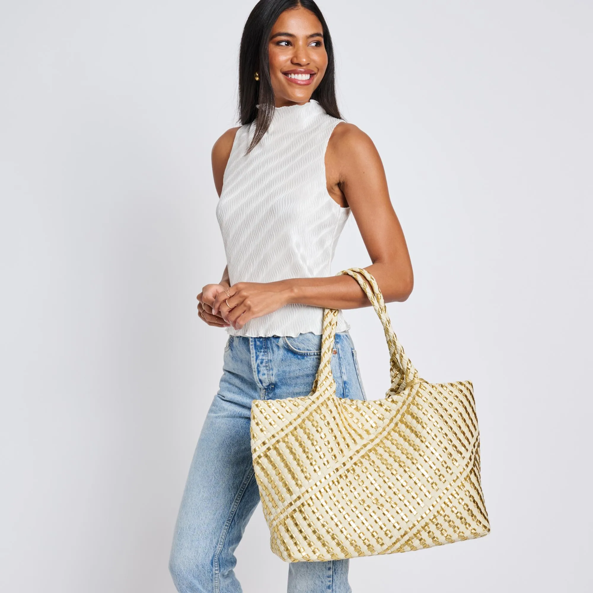 Solana - Mixed Material Tote