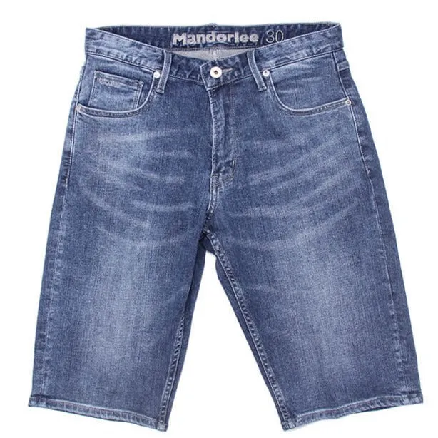 Summer Newest Loose Mid Waist Stretchy Men's Jean Shorts