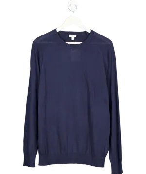 Sunspel Blue Sea Island Cashmere Blend Crew Neck Jumper UK M