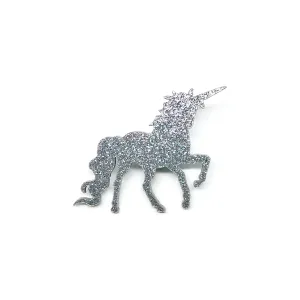 Unicorn Laser Cut Acrylic Brooch Pin - Silver