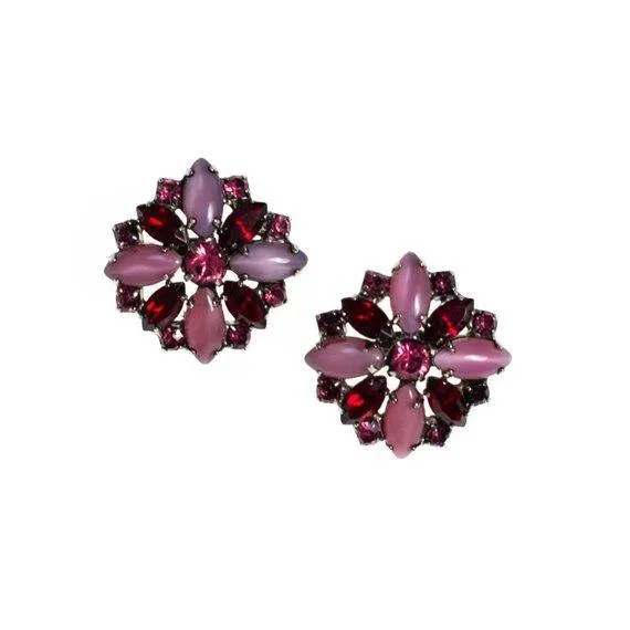 Vintage Pink and Red Rhinestone Scatter Pins, Brooches