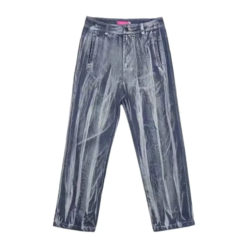 Vintage Tie-Dye Distressed Straight Jeans