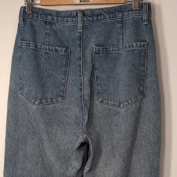 WeWoreWhat | Blue Boyfriend Jeans with High Waist and Full Length Style