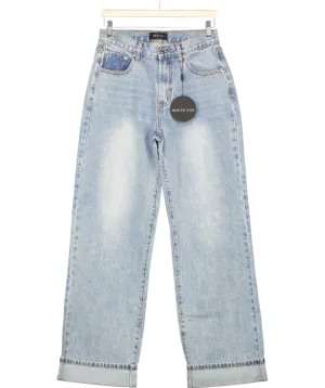 White Fox Blue Always Be Yourself Low Rise Straight Leg Jeans UK S